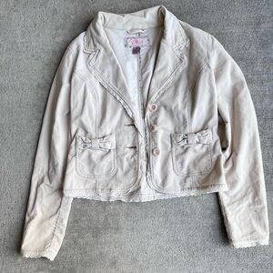 Vintage 90s Y2K plugg coquette lace bow blazer jacket coat delicate feminine